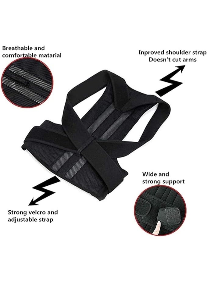 مشد طبي فاخر لتصحيح القوام ودعم الظهر – حزام علاجي قابل للتعديل للرجال والنساء – دعم كامل للظهر والمنطقة القطنية – علاج فعال للأتب (الحدب) وتقوس الأكتاف – مقاس: متوسط (أسود) - Image 2