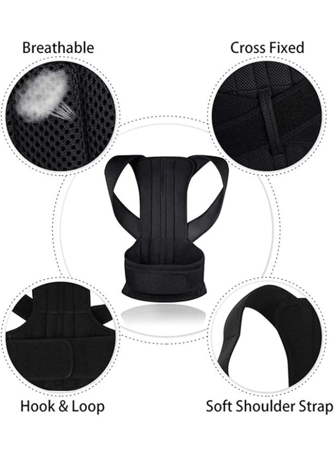 مشد طبي فاخر لتصحيح القوام ودعم الظهر – حزام علاجي قابل للتعديل للرجال والنساء – دعم كامل للظهر والمنطقة القطنية – علاج فعال للأتب (الحدب) وتقوس الأكتاف – مقاس: متوسط (أسود) - Image 3