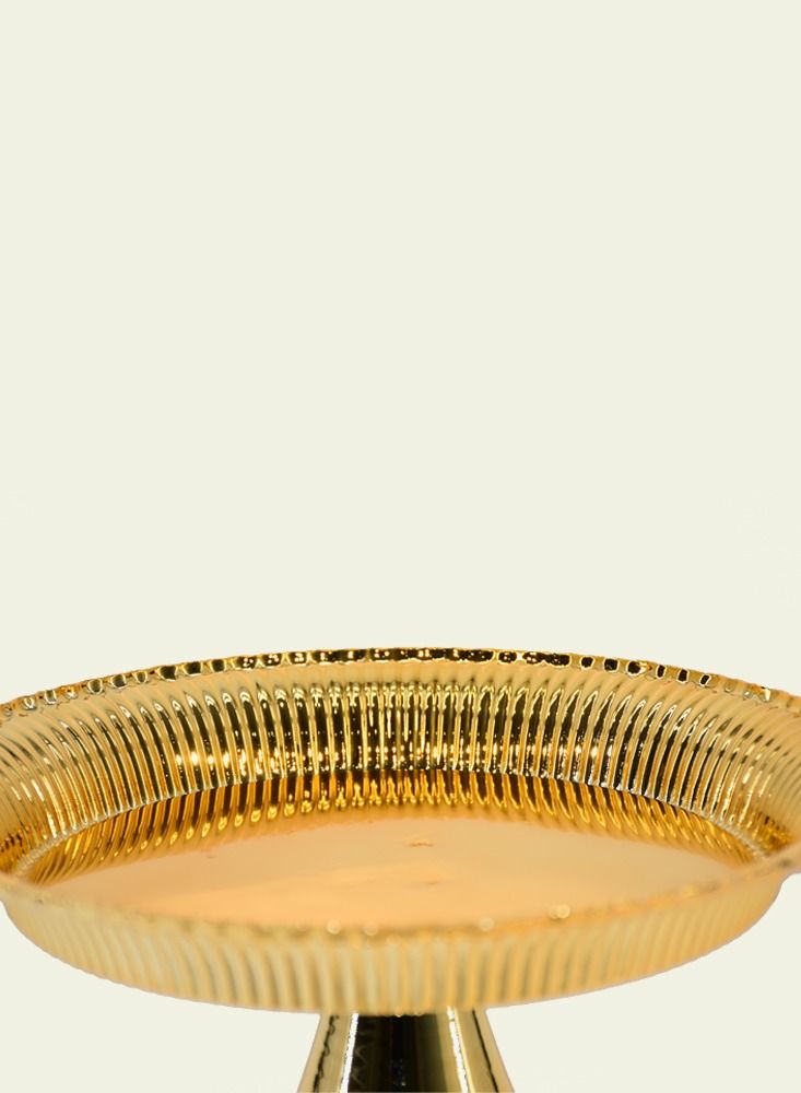 Serving Dish With Conical Base for Desserts and  Nuts and Dates With Elegant Golden Design 29X16 CM - Image 3