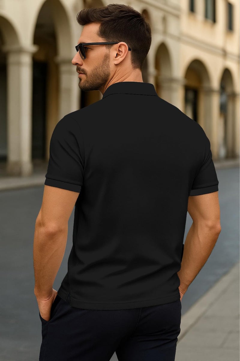 Dagcros Men's Polo T Shirt – 'BOSS Mode' Graphic Tee – Casual Slim Fit Short Sleeve Collar Shirt – Stylish for Men (in, Alpha, S, Regular, Black) - Image 3