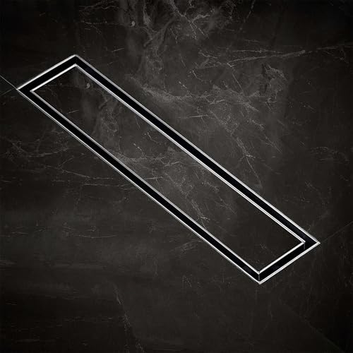 LIPKA Rectangular Tile Insert Shower Drain Channel | 12 x 3 Inches | Waste Water Floor Drain for 13mm Tile | 304 Stainless Steel | Invisible Shower Drainer Channel | Anti Cockroach Trap and Side Hole - Image 1