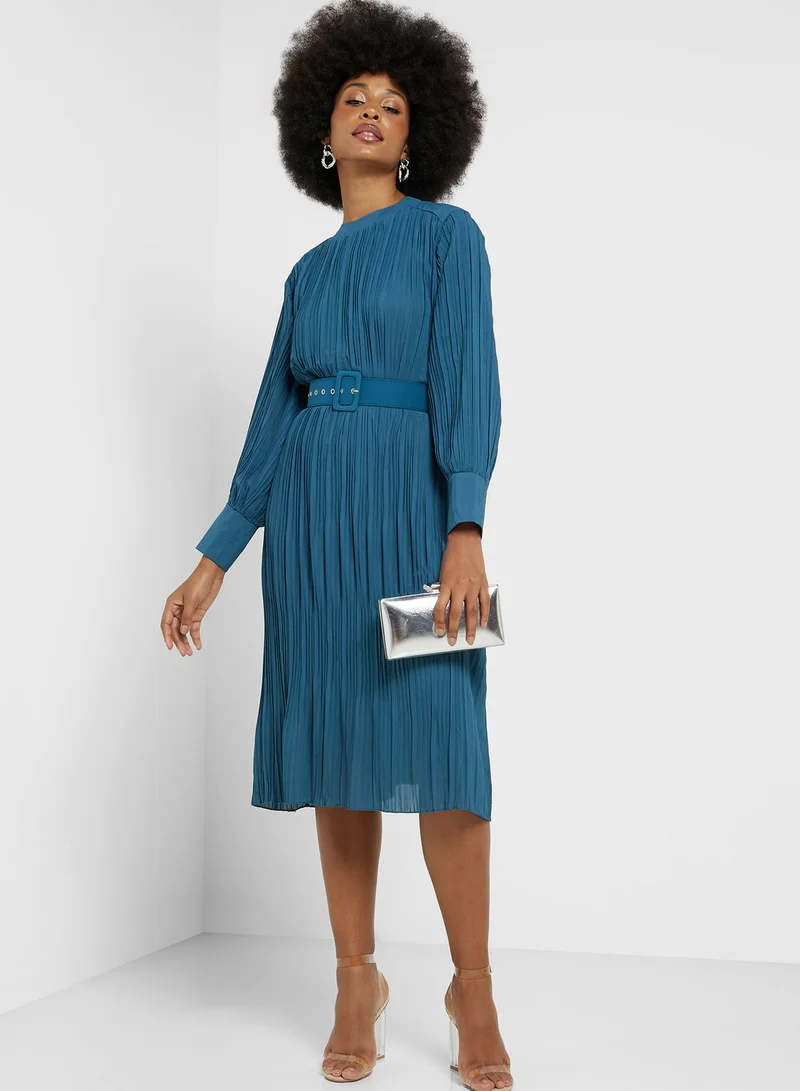 ELLA Pleated Belted Dress