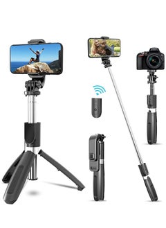 Selfie Stick, 3 in 1 Extendable Selfie Stick Tripod with Detachable Bluetooth Wireless Remote Phone Holder for iPhone 12/Xs/iPhone 8/iPhone 11/11pro, Galaxy S10/S9 Plus/S8/Note8, LG (L02, Black)
