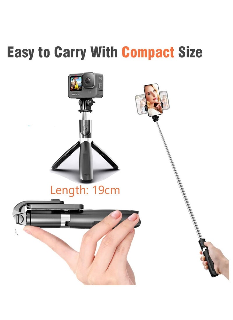 Generic - Selfie Stick, 3 in 1 Extendable Selfie Stick Tripod with Detachable Bluetooth Wireless Remote Phone Holder for iPhone 12/Xs/iPhone 8/iPhone 11/11pro, Galaxy S10/S9 Plus/S8/Note8, LG (L02, Black) - Image 1
