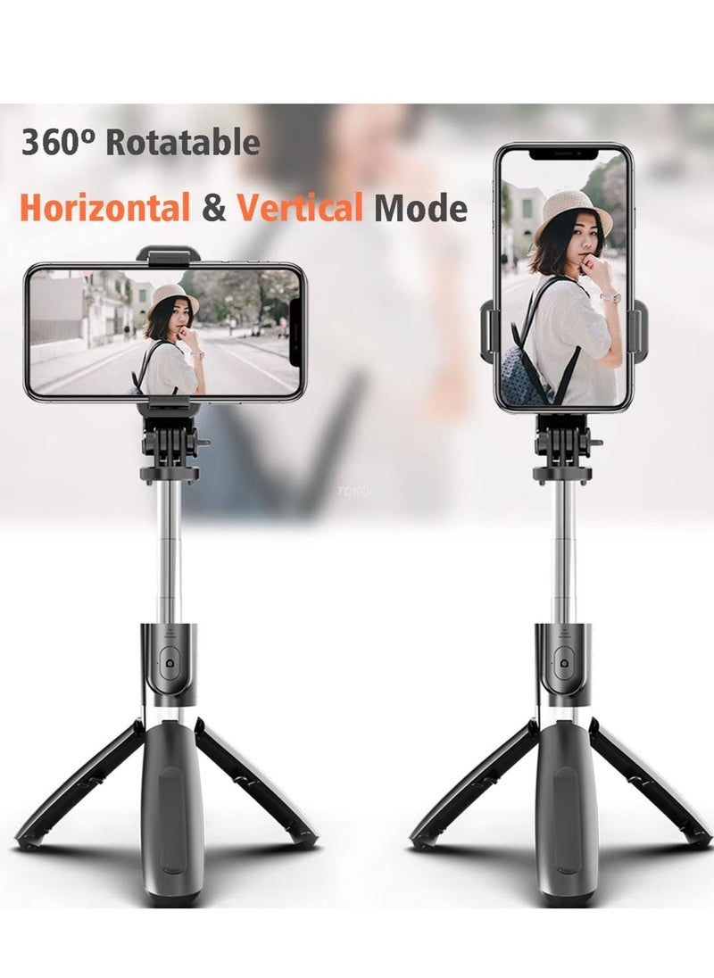 Generic - Selfie Stick, 3 in 1 Extendable Selfie Stick Tripod with Detachable Bluetooth Wireless Remote Phone Holder for iPhone 12/Xs/iPhone 8/iPhone 11/11pro, Galaxy S10/S9 Plus/S8/Note8, LG (L02, Black) - Image 1