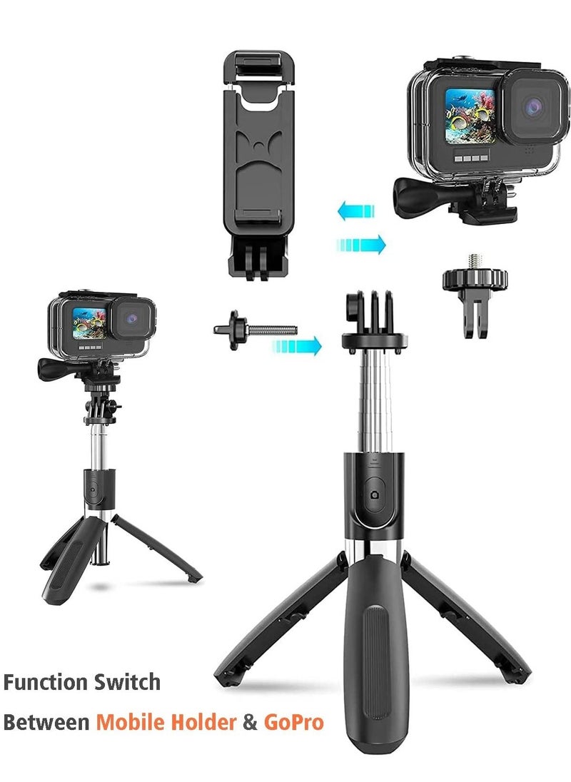 Generic - Selfie Stick, 3 in 1 Extendable Selfie Stick Tripod with Detachable Bluetooth Wireless Remote Phone Holder for iPhone 12/Xs/iPhone 8/iPhone 11/11pro, Galaxy S10/S9 Plus/S8/Note8, LG (L02, Black) - Image 1