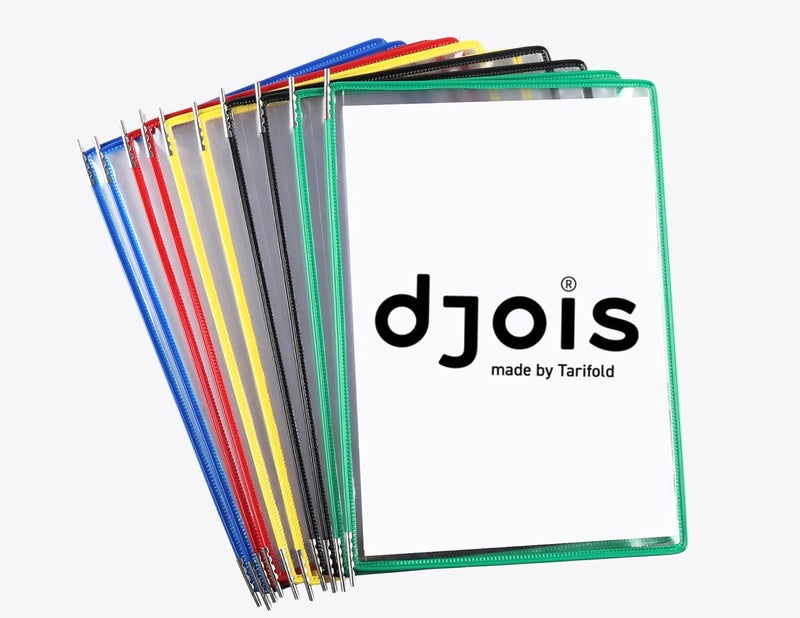 Tarifold DJOIS Pivoting Pockets for Wall or Desk Systems - Durable Anti-Glare Material - Letter-Size - 10 Pockets - 20 Sheet Capacity - Wire-Reinforced - Made in France - Assorted Colors - Image 1