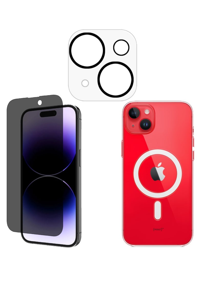 DUSALA 3 Pack Full Coverage iPhone 14 Plus Case 6.7 Inch With iPhone 14 Plus Camera Lens Protector And iPhone 14 Plus Privacy Screen Protector 6.7 Inch For iPhone 14 Plus Magsafe Case - Image 1