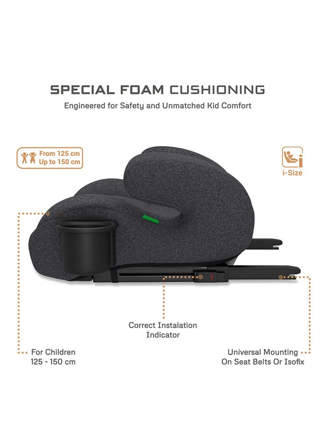 neobreez I-Sanfaro I-Size Isofix Backless Booster Car Seat, Double Padded Foam, Compact, Lightweight & Portable Kids Car Seat, Arm Rest Seat, 2 Cup Holder, Ecer129 (6-12Yrs, 125-150Cm, 22-36Kg, 2Yrs Warranty)  - Image 2