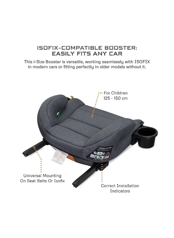 neobreez i-SANFARO ISOFIX Backless Booster Car Seat, Double Padded Foam, Compact, Lightweight&Portable Travel Kids Childrens Toddler Booster Seat, Arm Rest Seat, 2 Cup Holder, ECER129, 6-12Yrs, 22-36Kg, Group 3