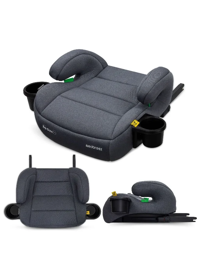 neobreez i-SANFARO ISOFIX Backless Booster Car Seat, Double Padded Foam, Compact, Lightweight&Portable Travel Kids Childrens Toddler Booster Seat, Arm Rest Seat, 2 Cup Holder, ECER129, 6-12Yrs, 22-36Kg, Group 3