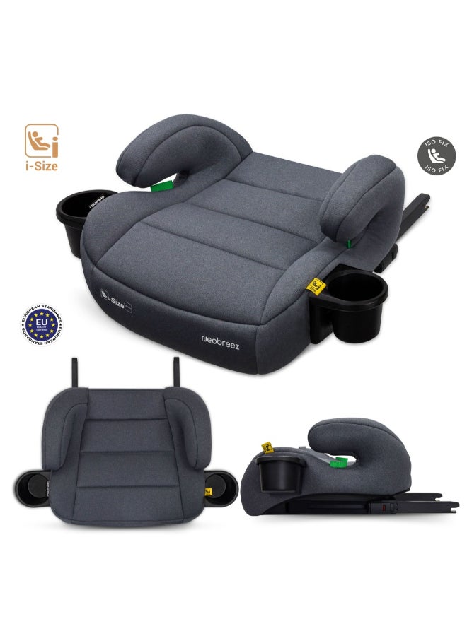 نيوبريز مقعد معزز آي-سانفارو آيزوفيكس بدون ظهر، إسفنج مبطن مزدوج، مدمج، خفيف الوزن وقابل للحمل للسفر للأطفال الصغار، مسند ذراع، حامل أكواب مزدوج،  ، - سنة، - كجم، المجموعة - Image 3