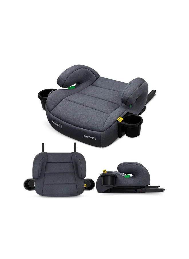 neobreez i-SANFARO ISOFIX Backless Booster Car Seat, Double Padded Foam, Compact, Lightweight&Portable Travel Kids Childrens Toddler Booster Seat, Arm Rest Seat, 2 Cup Holder, ECER129, 6-12Yrs, 22-36Kg, Group 3