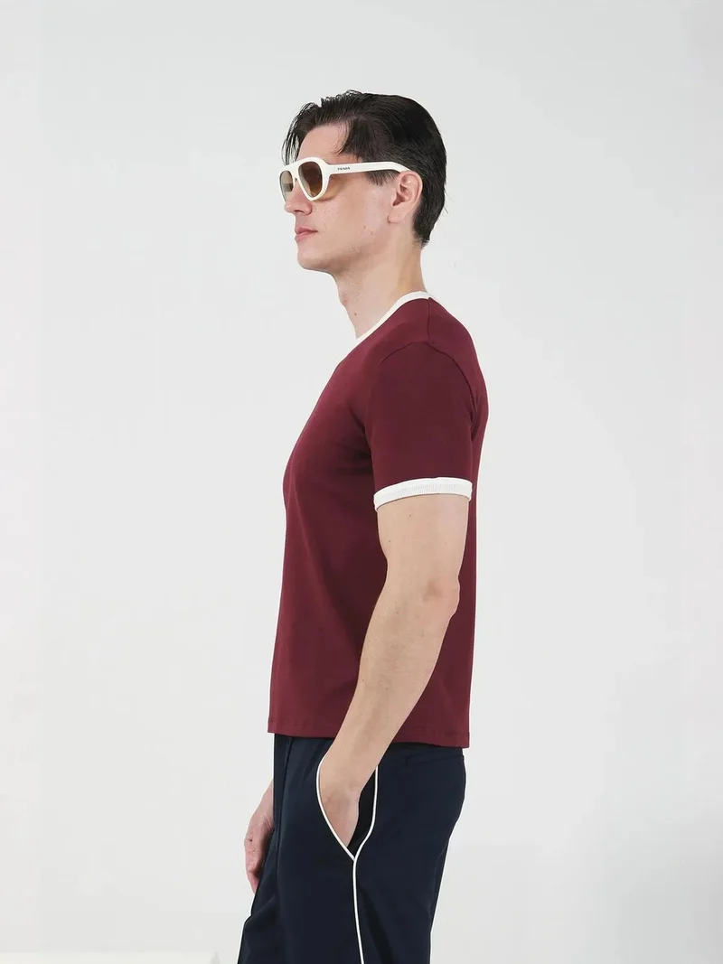 جيستو GIESTO Slim Fit Crew Neck T-Shirt with Contrast Binding