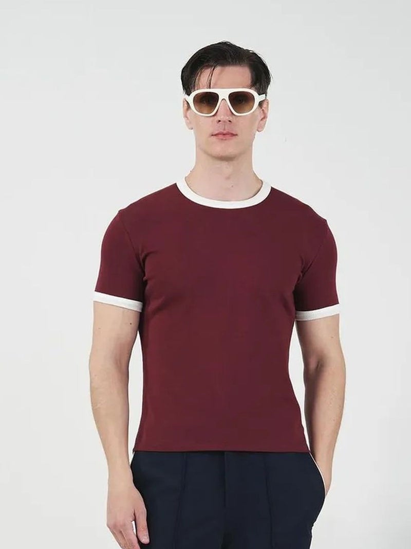 GIESTO Slim Fit Crew Neck T-Shirt with Contrast Binding - Image 5
