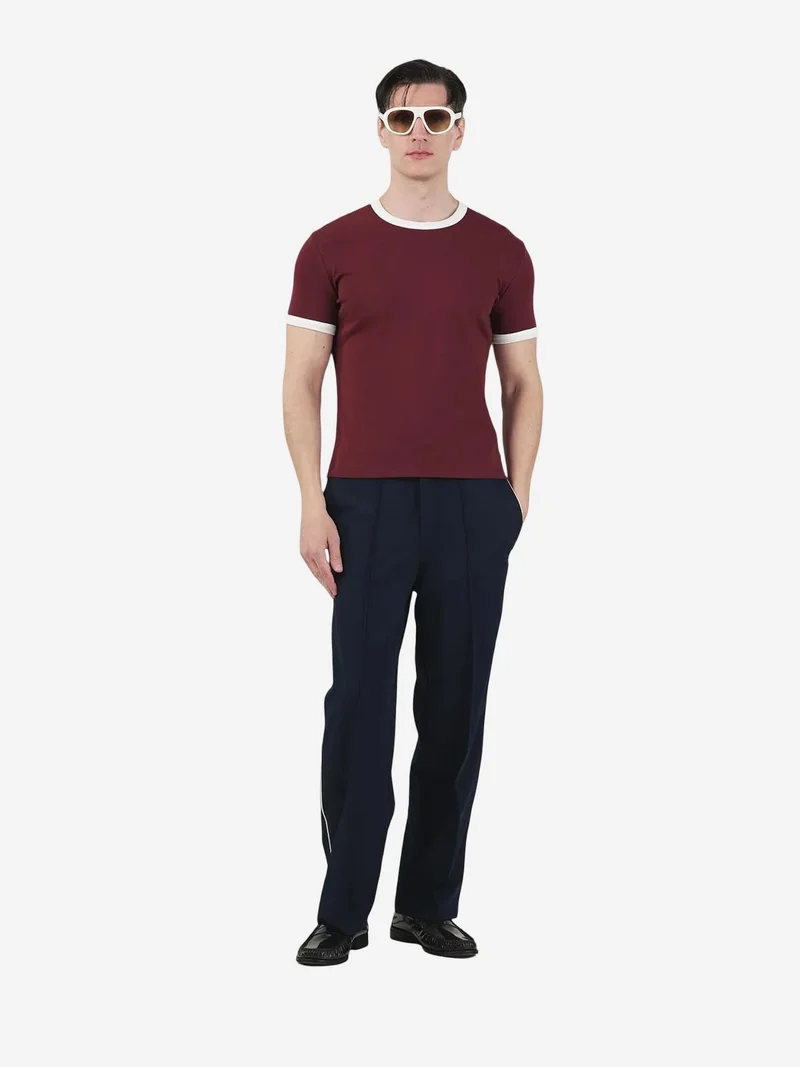 جيستو GIESTO Slim Fit Crew Neck T-Shirt with Contrast Binding