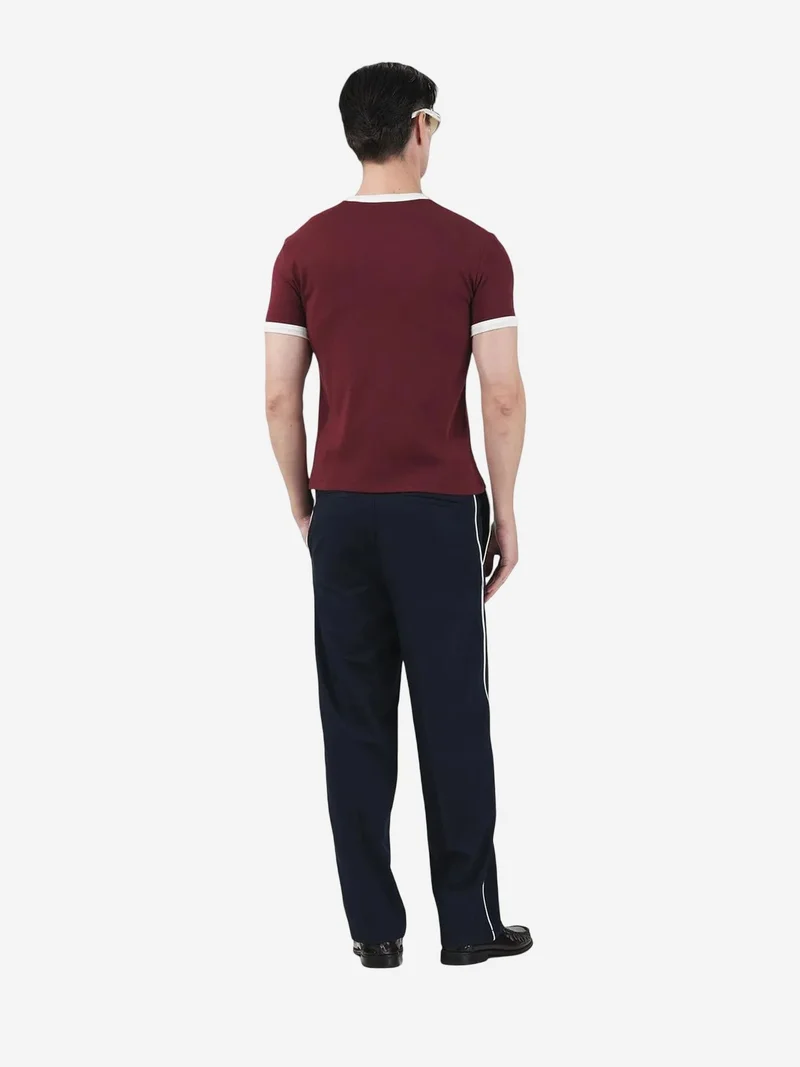 Giesto Burgundy Red GIESTO Slim Fit Crew Neck T-Shirt with Contrast Binding for Men | Best Price UAE
