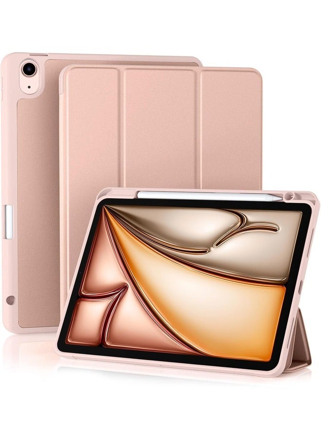 ELTRAZONE Rose Pink Trifold Stand Case for iPad Air (13-inch, M2 2024) & iPad Pro 12.9-inch (4th/5th/6th Gen) with Pencil Holder - Image 1