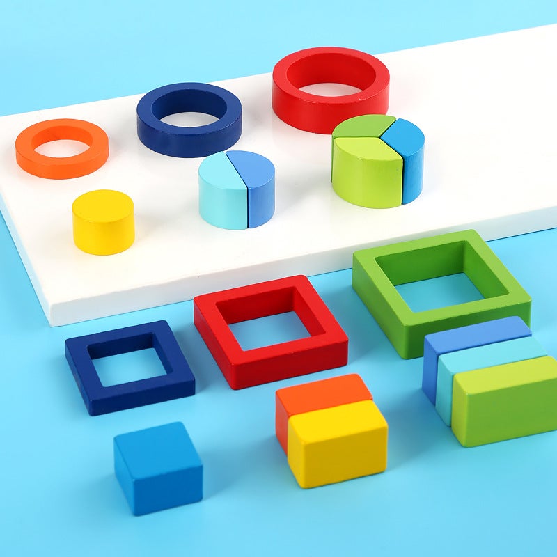 Children'S Geometric Shape Puzzle Wooden Toys Montessori Puzzle Graphics Multi-Functional Cognitive Early Education Educational Toys - Image 5