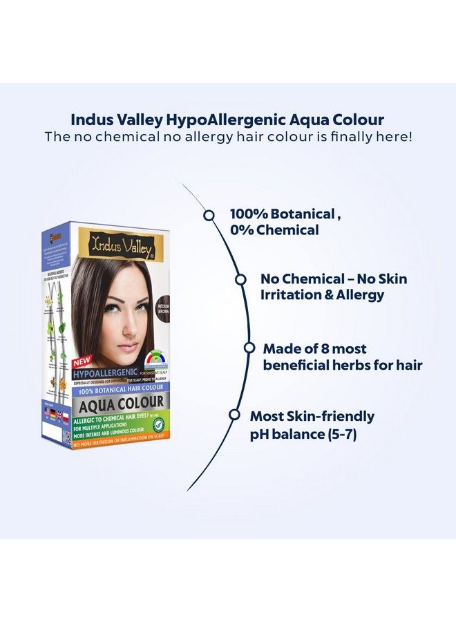 Indus Valley Hypo Allergic Aqua Colour 100% Botanical Hair Colour 30Ml + 200G Medium Brown (Pack Of 1) - Image 4