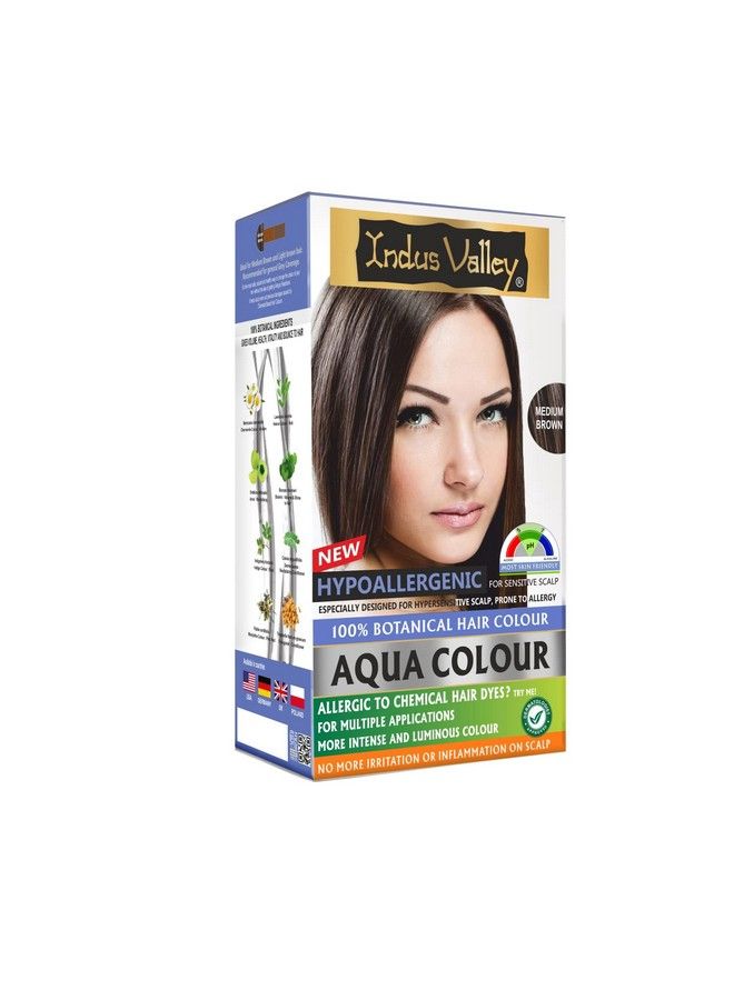 Indus Valley Hypo Allergic Aqua Colour 100% Botanical Hair Colour 30Ml + 200G Medium Brown (Pack Of 1) - Image 1