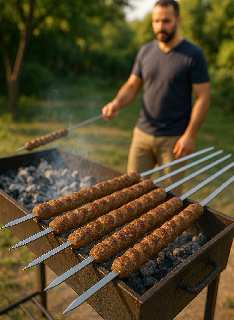 ALMUFARREJ Set of 12 stainless steel barbecue skewers, easy to clean, rust and heat resistant for outdoor grilling and cooking meat - Image 2