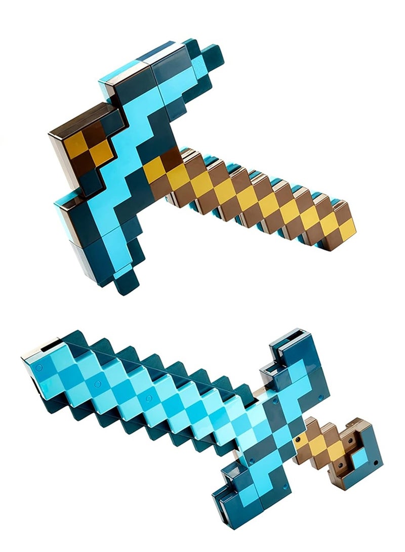 ماين كرافت مجموعة سيف ومطرقة من لعبة ماين كرافت، ملحق يمكن ارتداؤه مقاس الأطفال للتمثيل الشخصي والفستانات - Image 1