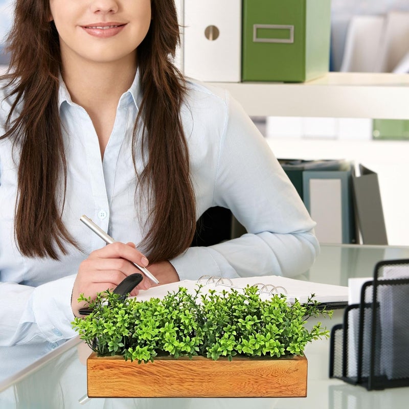 fancymart Artificial Gardenia Plant Bunch in Wood Planter, Home and Office Decor Plants for Decoration, Realistic Green Decorative for Interior, Living Room, Office Desk - Image 5