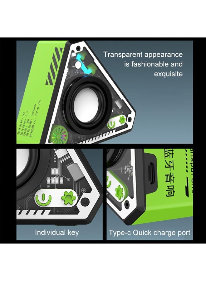 Triangle Bluetooth Speaker Mini Wireless Bluetooth Speaker with Sound and Light Interactive ABS Style Mini Wireless - Image 3