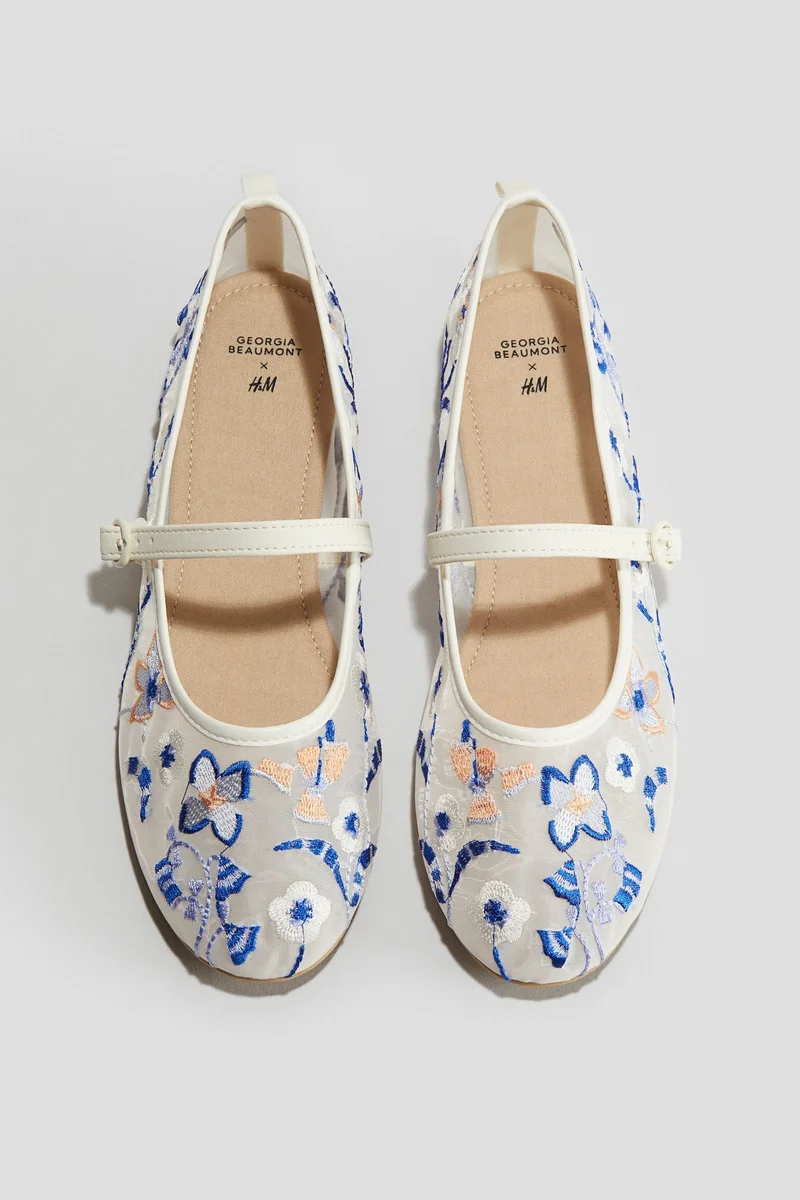 اتش اند ام حاء باليه شبكي مزيّن بتطريزات