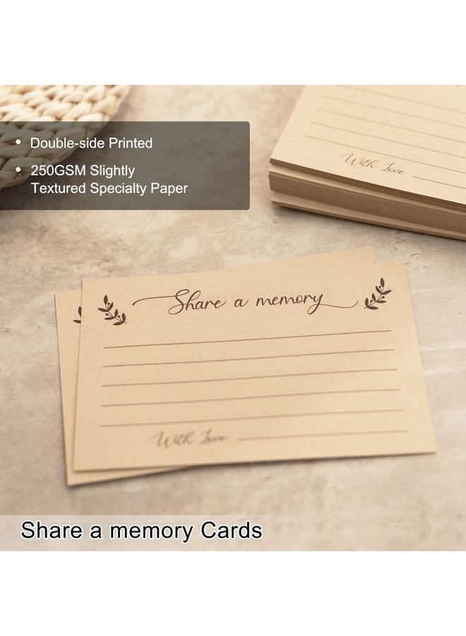 Creawoo Wooden Memorial Guest Book for Memorial Service, Celebration Decorations, Hardcover with Blank Pages, Memory Cards, Table Sign, Pen (8.5 inch) - Image 4