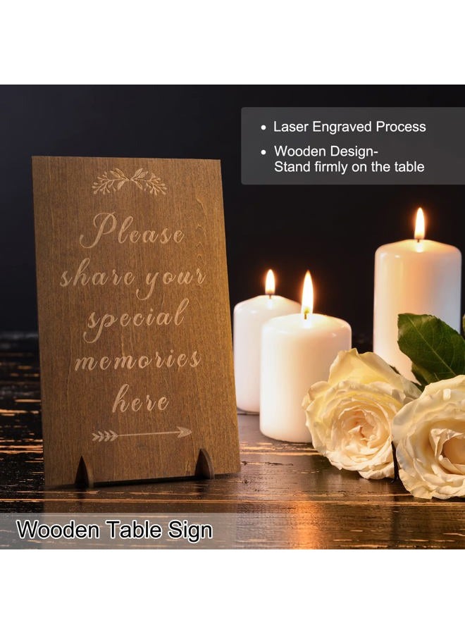 Creawoo Wooden Memorial Guest Book for Memorial Service, Celebration Decorations, Hardcover with Blank Pages, Memory Cards, Table Sign, Pen (8.5 inch) - Image 5
