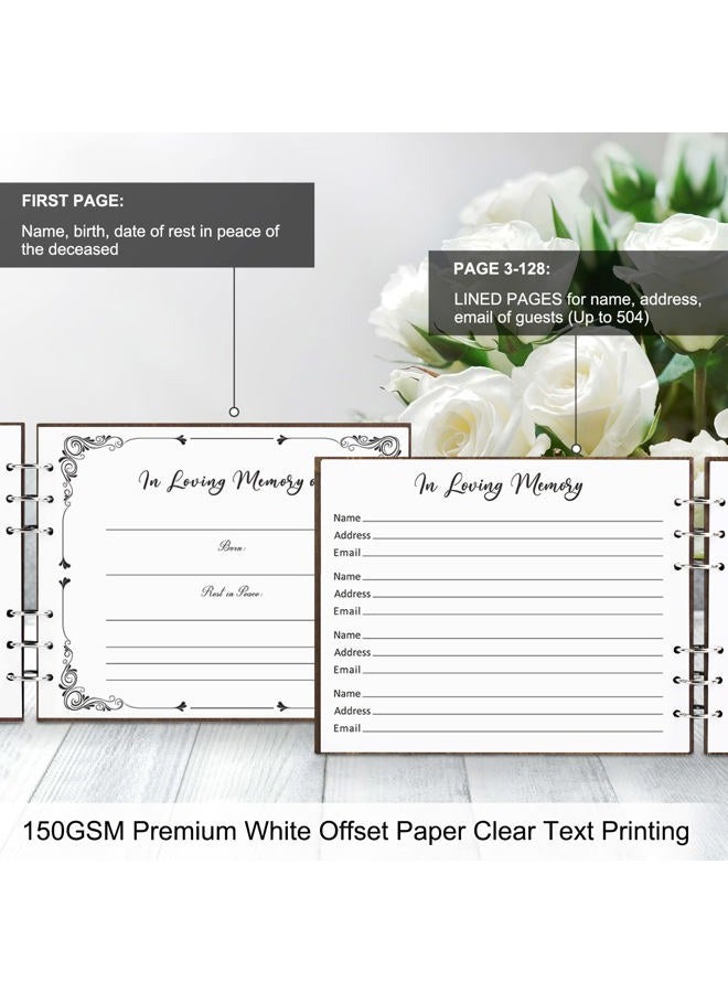 Creawoo Wooden Memorial Guest Book for Memorial Service, Celebration Decorations, Hardcover with Blank Pages, Memory Cards, Table Sign, Pen (8.5 inch) - Image 2