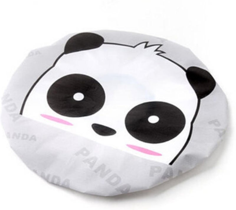 Brussels08 Cartoon Cute Animal Print Waterproof Reusable Bath Hat Shower Cap Bathing Salon Hair Hat Fashion Design Elastic Bathing Shower Caps for Women Kids Girls White