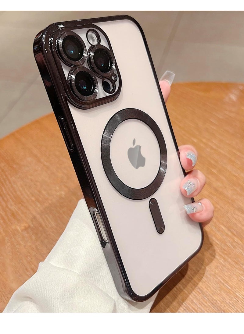 جراب مغناطيسي لهاتف iPhone 16 Pro مع MagSafe [لا يتحول إلى اللون الأصفر أبدًا] واقي كامل لعدسة الكاميرا مع طلاء شفاف ناعم لهاتف للنساء والفتيات مقاس 6.9 بوصة، أسود