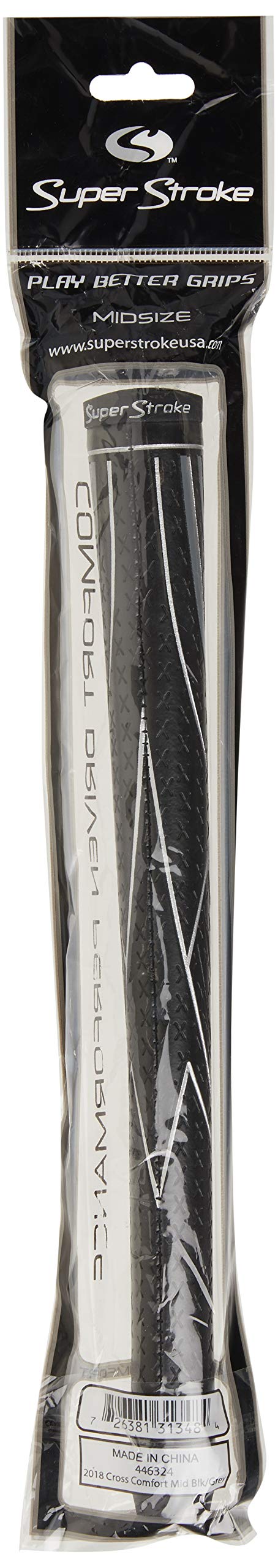 Super Stroke SuperStroke Cross Comfort Golf Club Grip, Black/Gray (Midsize) | Soft & Tacky Polyurethane That Boosts Traction | X-Style Surface & Non-Slip | Swing Faster & Square The Clubface More Naturally (446324) - Image 3