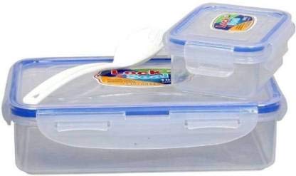 SKI Homeware Plastic Lock N Seal Lunch Box, 800ml and 550ml (Transparent) - Pack of 2 - Image 2
