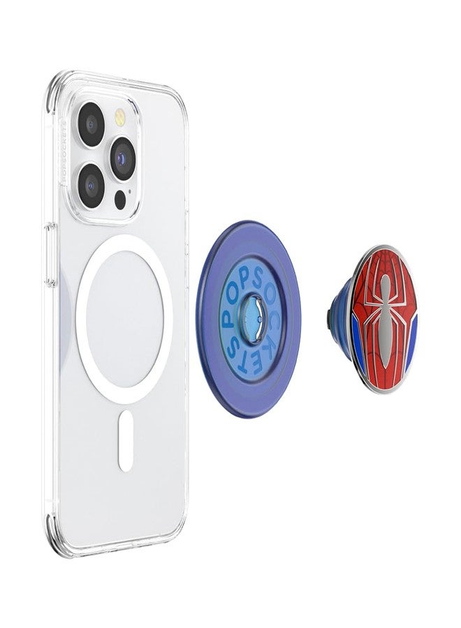 POPSOCKETS قبضة هاتف PopSockets لمغناطيس MagSafe مع قاعدة، قاعدة مغناطيسية، قمة قابلة للتبديل، قبضة آمنة لحالات iPhone MagSafe، قبضة الهاتف والتابلت، سبايدرمان - بدلة بيتر باركر المينا - Image 4