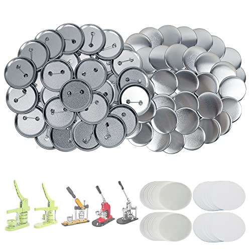 Mostme 200 Sets 2.25 inch Button Maker Supplies, 58mm Button Supplies Parts Badge Part, Buttons Making Supplies, Includes Metal Pin Back Cover, Metal Shells, Blank Paper&Clear Film - Image 1