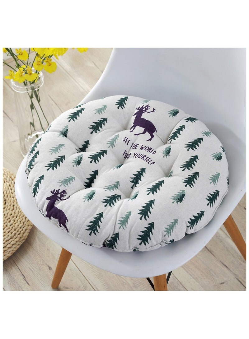Anna Comfortable Home Office Cotton Linen Breathable Round Chair Cushion - Image 4