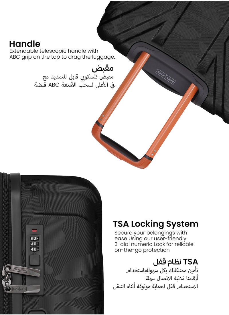 PARAJOHN - Urban Trekker 3 Pcs ABS Luggage Trolley Set -Black - Image 1