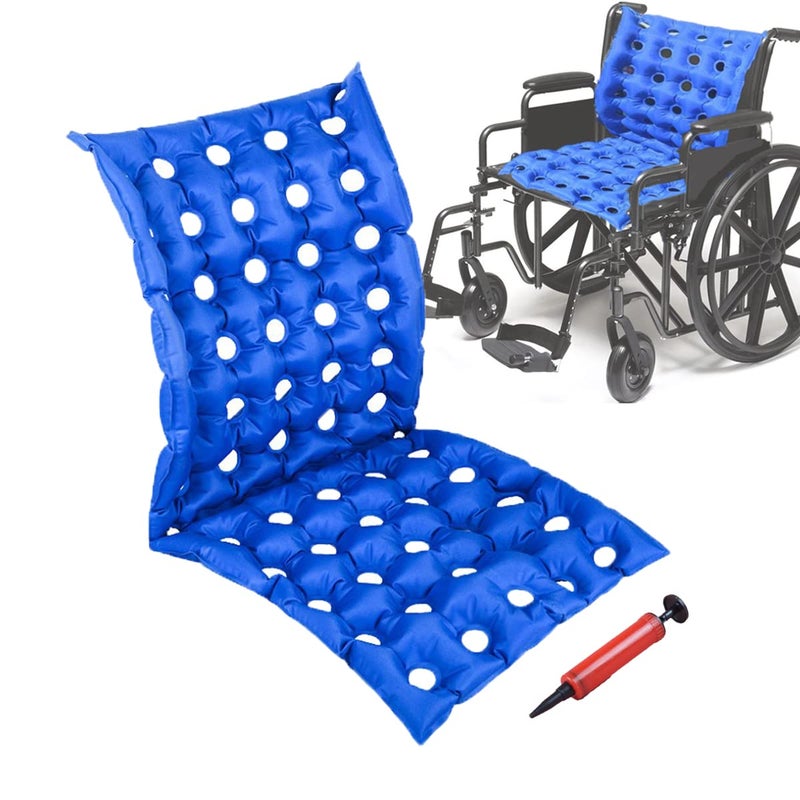 MESINURS MESINURS Bedridden Air Inflatable Seat Cushion with Full Back for Wheelchair Seat Pad for Elderly Disabled Handicap A 