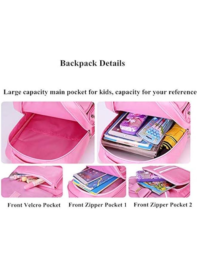 Bowknot Kids Girls Rolling Backpack Cute Carry-on Luggage with Wheels Trolly BookBag for School-6 Wheels - Image 5