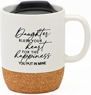 Dexsa Ceramic Designer Coffee Mug | Daughter bless your heart for the happiness you put in mine | Holds 14 ounces | - Image 1