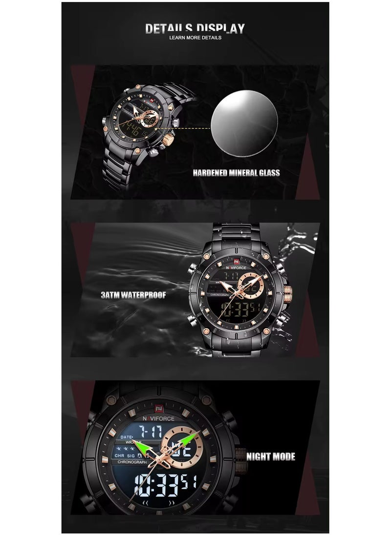 NAVIFORCE Men Military Sport Wrist Watch Quartz Steel Water-Resistant Dual Display Male Clock Watches Relogio Masculino NF9163- BLACK - pzsku/Z5F771752B614A1C1A7C3Z/45/_/1710321310/40207d54-38cc-470c-b567-9e765f4c0b53