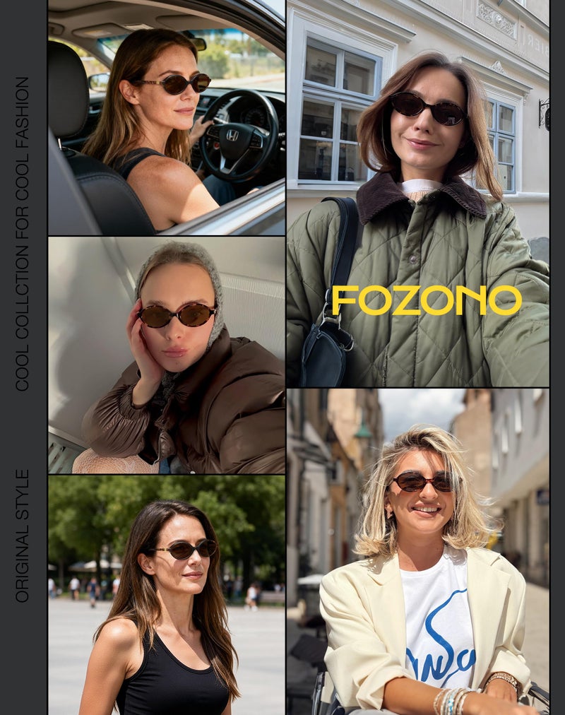 Fozono Retro Oval Sunglasses for Women Trendy Small Vintage Round Sun Glasses UV Protection UV Protection Tortoise Frame/Gray Lens - Image 2