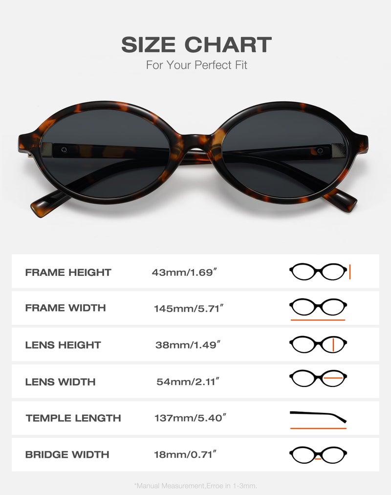 Fozono Retro Oval Sunglasses for Women Trendy Small Vintage Round Sun Glasses UV Protection UV Protection Tortoise Frame/Gray Lens - Image 5