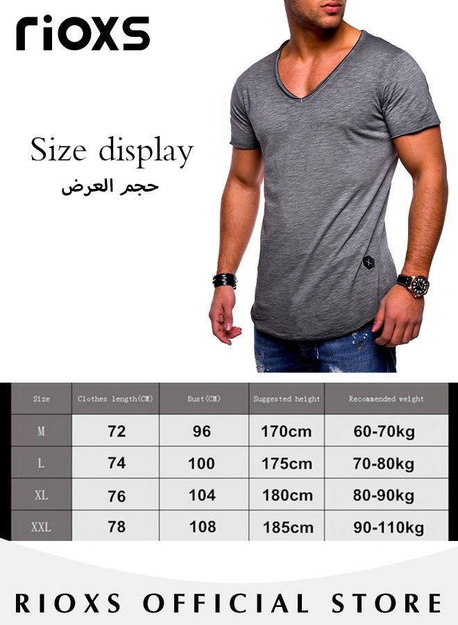 RIOXS Men's Basic Slim Fit Short Sleeve T-Shirt, Stretch V-Neck Fitness Workout Tops, Casual Versatile Beach Shirts, Reliable Option for Any Man Seeking Comfort without Compromising on Style  - Image 4