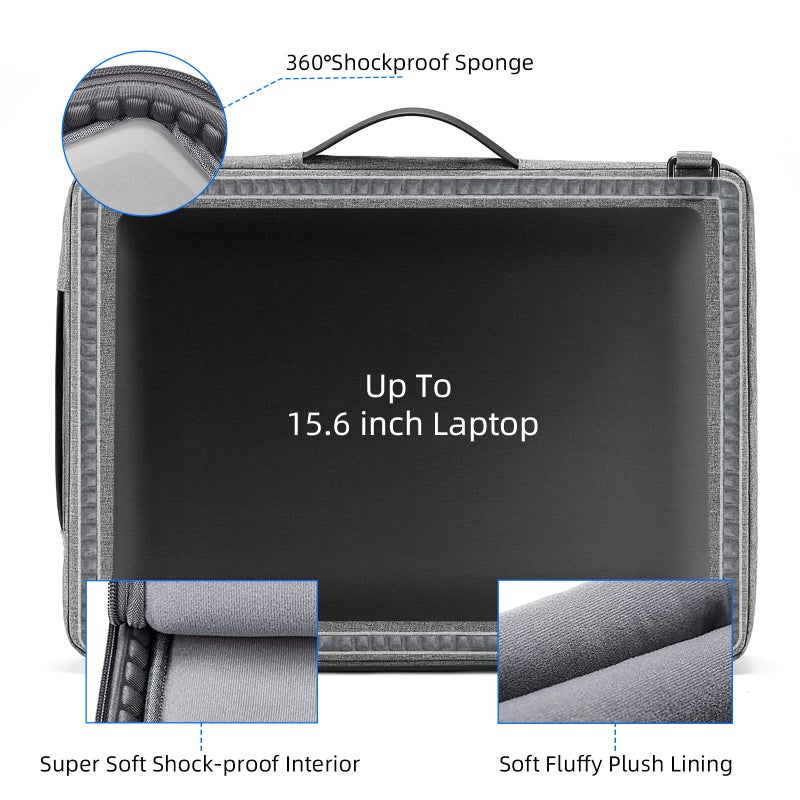 TUDEQU Computer Bag with Strap,Laptop Case 15.6 inch,Laptop Sleeve,Slim Laptop Bag 15.6 inch,Laptop Shoulder Bag - Image 3
