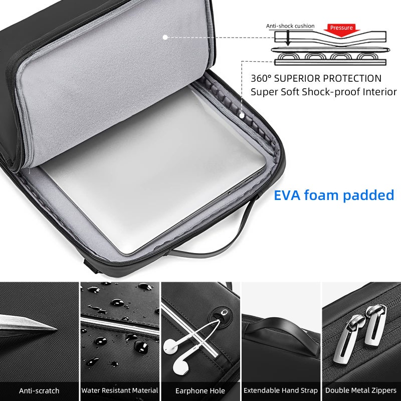 TUDEQU Computer Bag with Strap,Laptop Case 15.6 inch,Laptop Sleeve,Slim Laptop Bag 15.6 inch,Laptop Shoulder Bag - Image 5